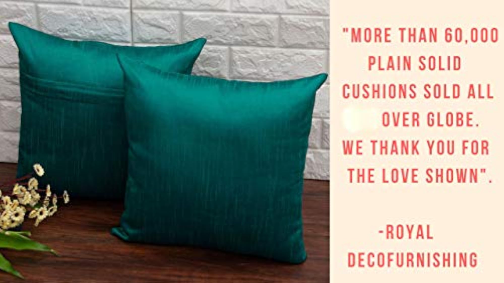 Plain Solid Art Silk Peacock Green Cushion Covers Pack of 5
